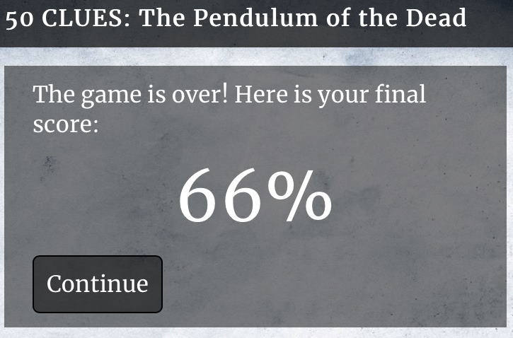 50 Clues The Pendulum of the Dead Score
